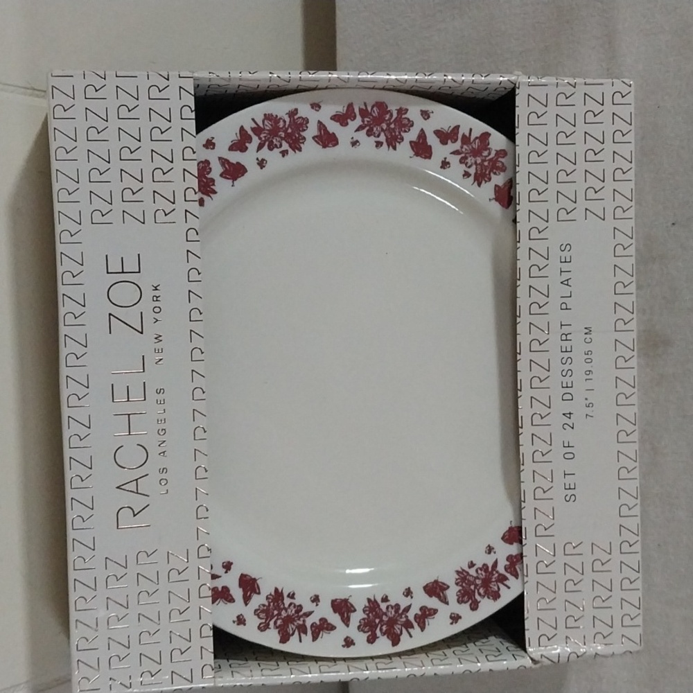 Rachel Zoe 24 Plastic Disposable Dessert Salad Plates Pink Foil Butterfly